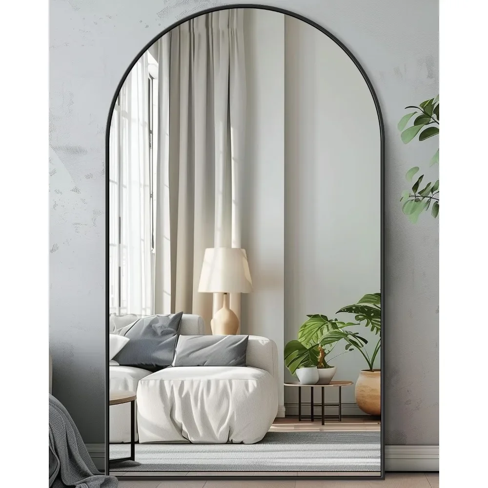 Specchio a figura intera, pavimento oversize 44 "x 72", corpo intero ad arco con supporto grande da pavimento, appeso per camera da letto