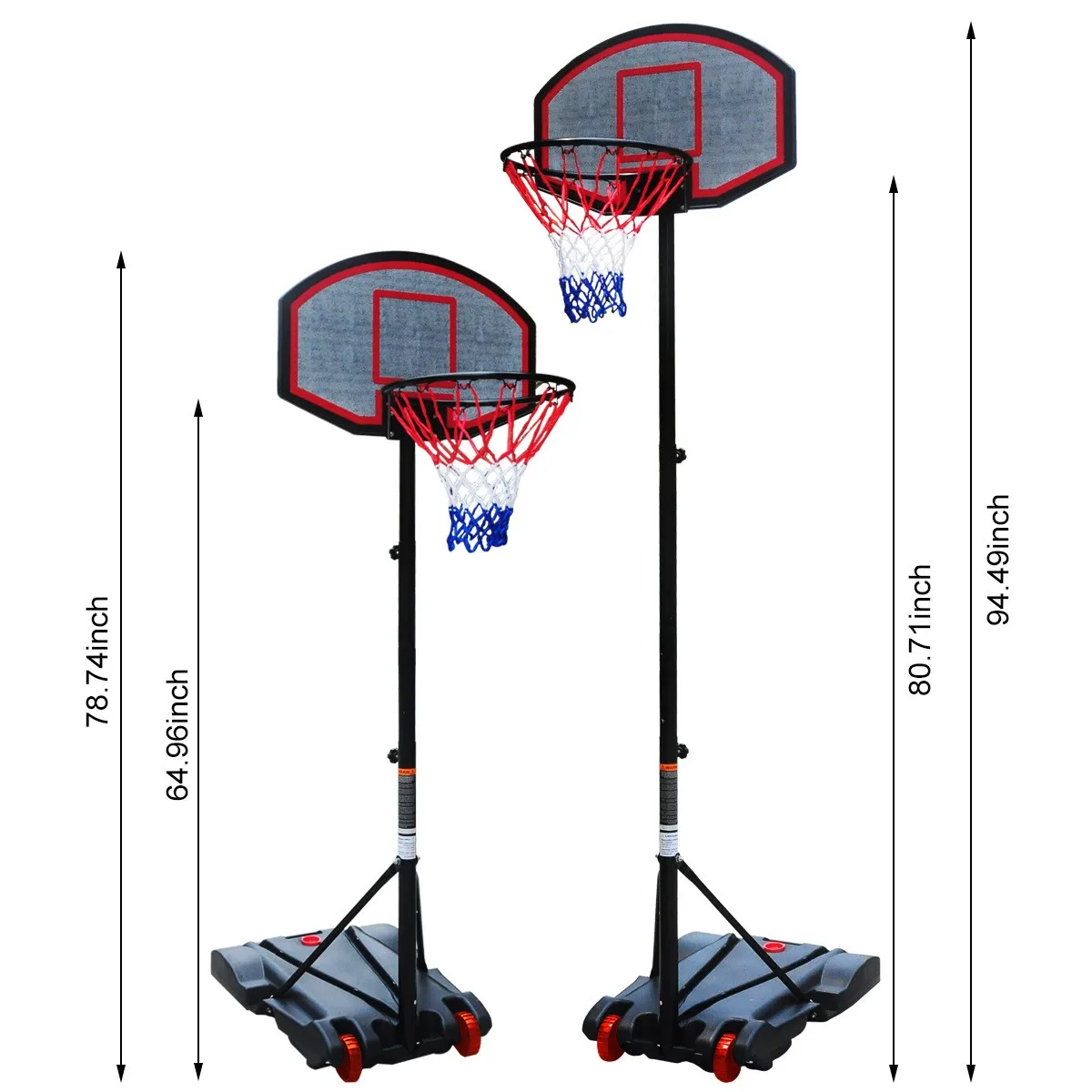 Screw Adjustment Movable Height Adjustable Basketball Stand Indoor Outdoor Adult Hoop