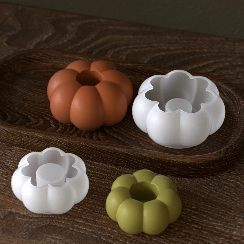 2PCS Pumpkin Silicone Mold for Candle Making - DIY Aromatherapy Soy Wax Candle Craft Kit, Seasonal Holiday Home Decor Gift