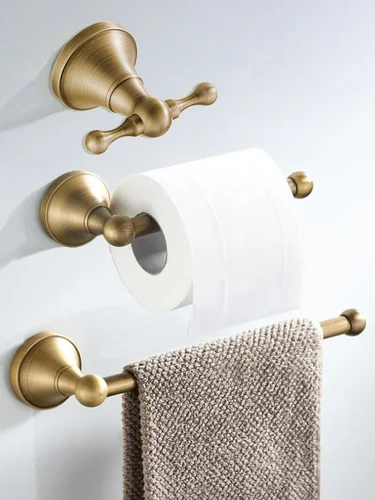 Imagen 1 del producto Accesorios de baño, soporte de papel higiénico montado en la pared de latón antiguo, anillo para toalla, bata, gancho para abrigo, accesorios de baño montados en la pared