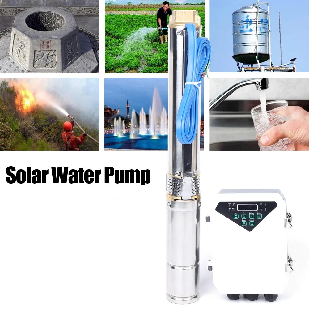 3 Inches 48V 400W/600W DC Solar Water Pump Bore Hole Submersible MPPT Controller Kit