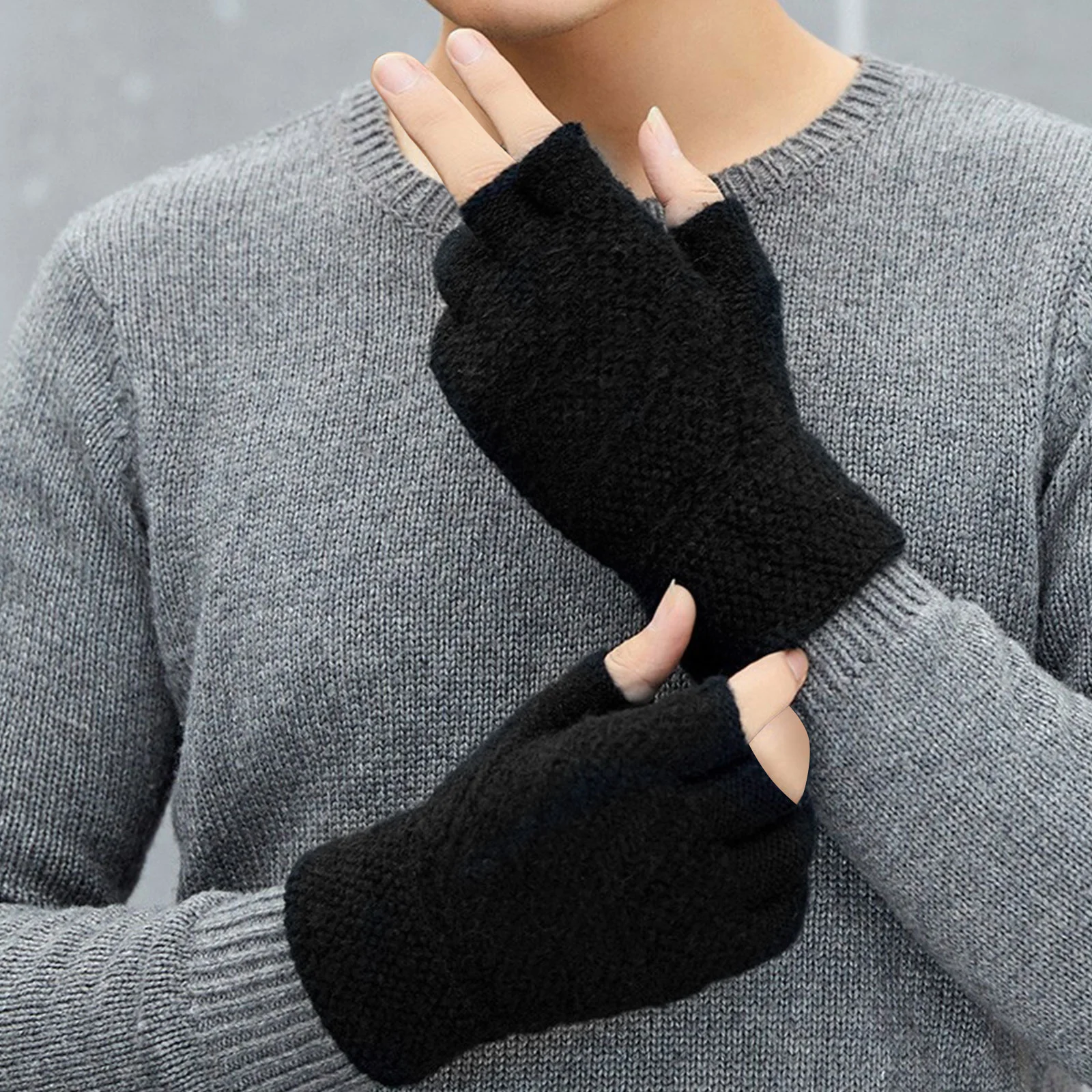 USB Glove Gloves Hand Warmer Woolen Winter Mitten Unisex Yarn Fingerless Men Women Knit Laptop