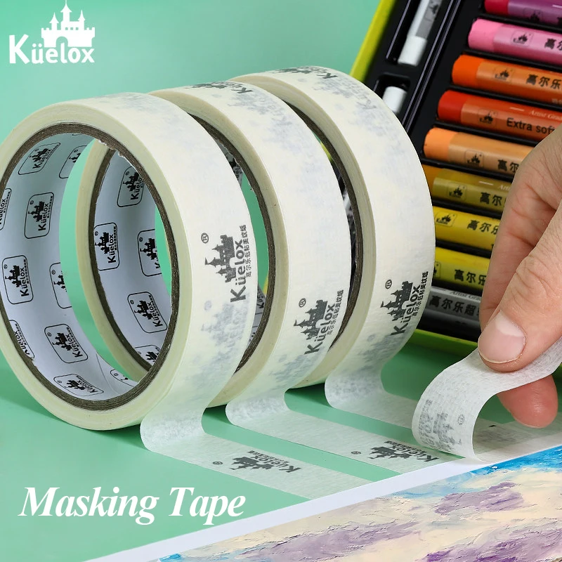 

Kuelox Masking Tape 25mm Single Side Tape Adhesive Crepe Paper for Oil Painting Sketch Drawing Student School Supplies