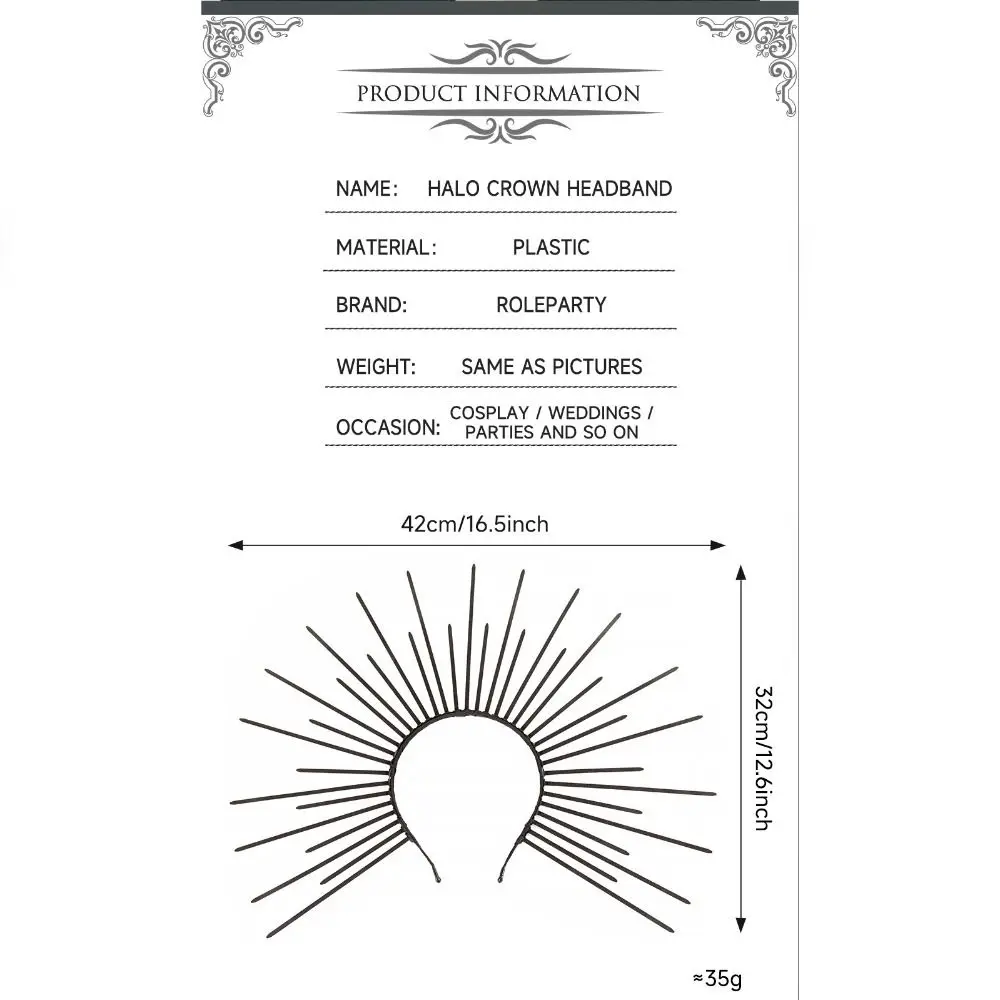 Fashion Sun God Halo Headband Star Gold COSPLAY Hair Hoop The Halo of the Virgin Mary Moon Tiara Headdress Party - view 2