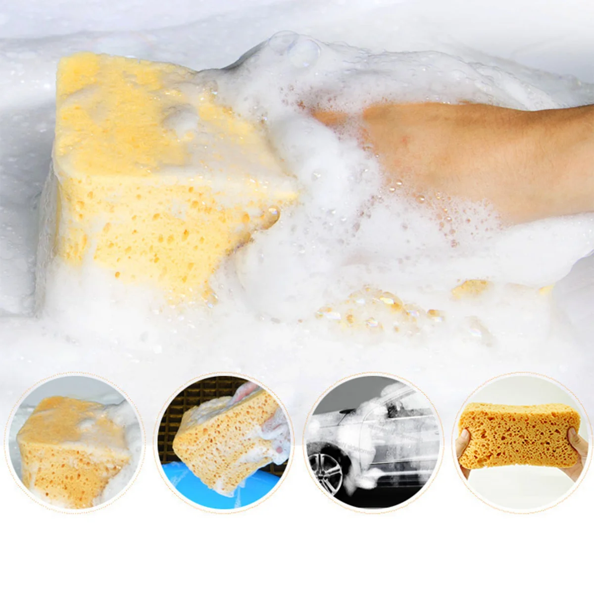 

4Pcs Cleaning Sponges High Density Car Wash Sponges Porous Polishing Powerful Decontamination Auto Vehicle Washing