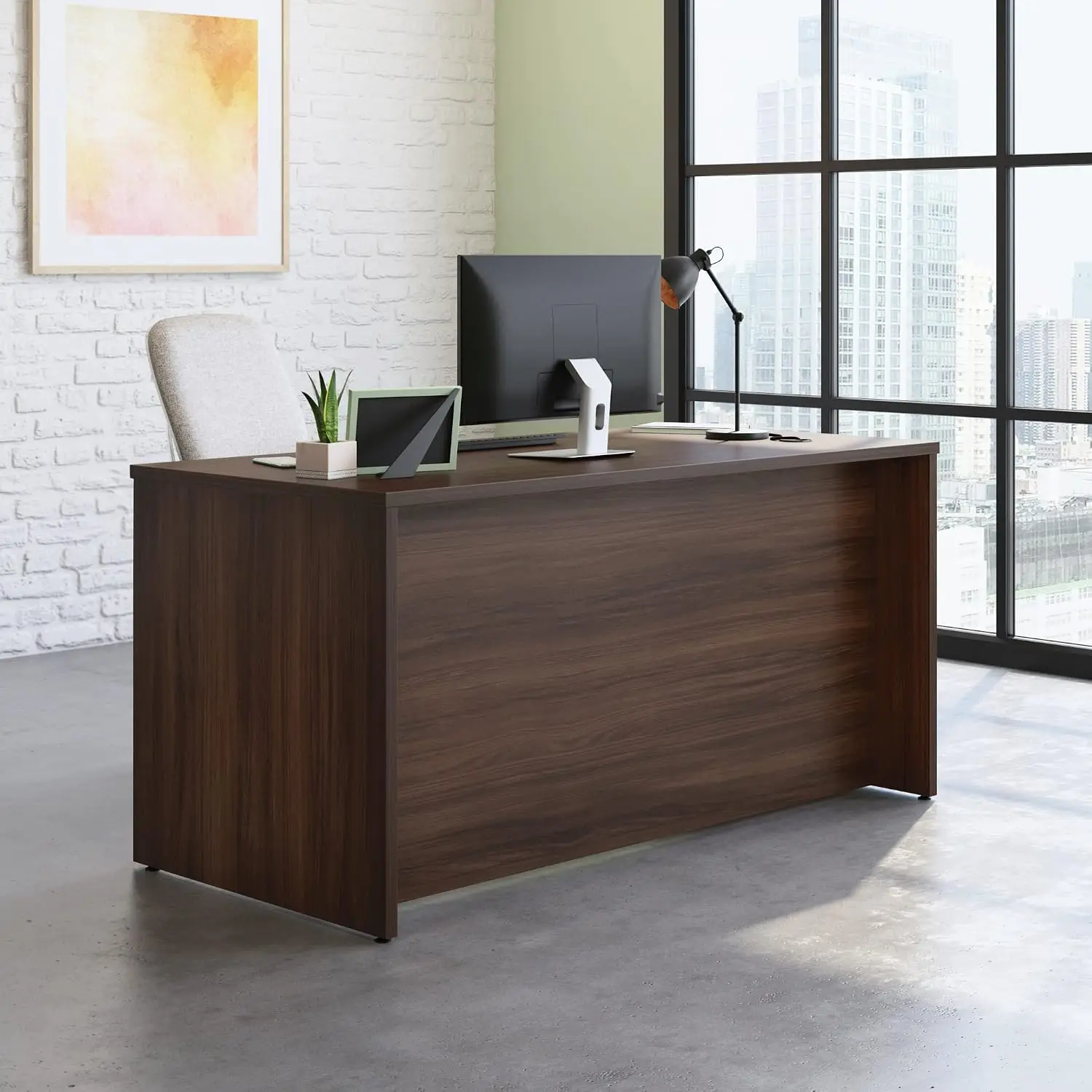60'' Desk Shell, L: 59.06'' x W: 29.53'' x H: 29.29'', Noble Elm, Customized