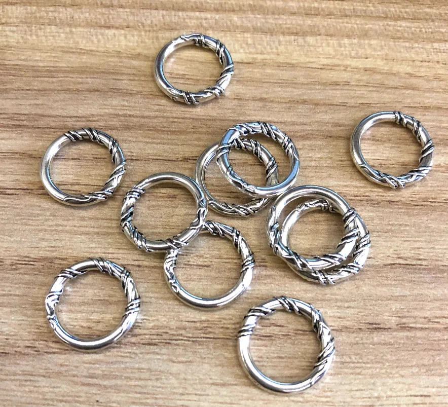 

50pcs 13mm Vintage ring charms for handmade accessories Zinc alloy metal HW3575