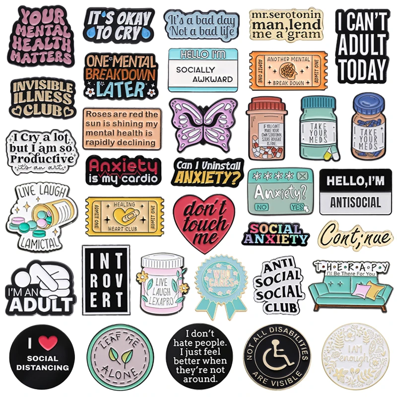

Psychology Mental Health Matters Enamel Pins Invisible Illness Introversion Anxiety Social Metal Badge Jewelry Gifts For Friends