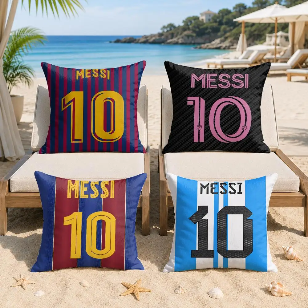 M-Messi 10 Footballer Cushion Cover Silky Short Plush Invisible Zipper Dustproof Sofa Pillow Case For Home Decor