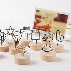 Soporte de tarjeta de dibujos animados para fotos de escritorio, Clips de madera para notas, Clip para notas, estudio fotográfico, accesorios para recuerdos de boda, 8 piezas