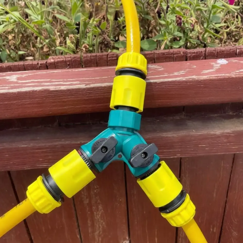 Y Type Water Hose Splitter Garden Irrigation Plumbing Fitting Adjustable Switch Dual Way Quick Connect Adapter Connector