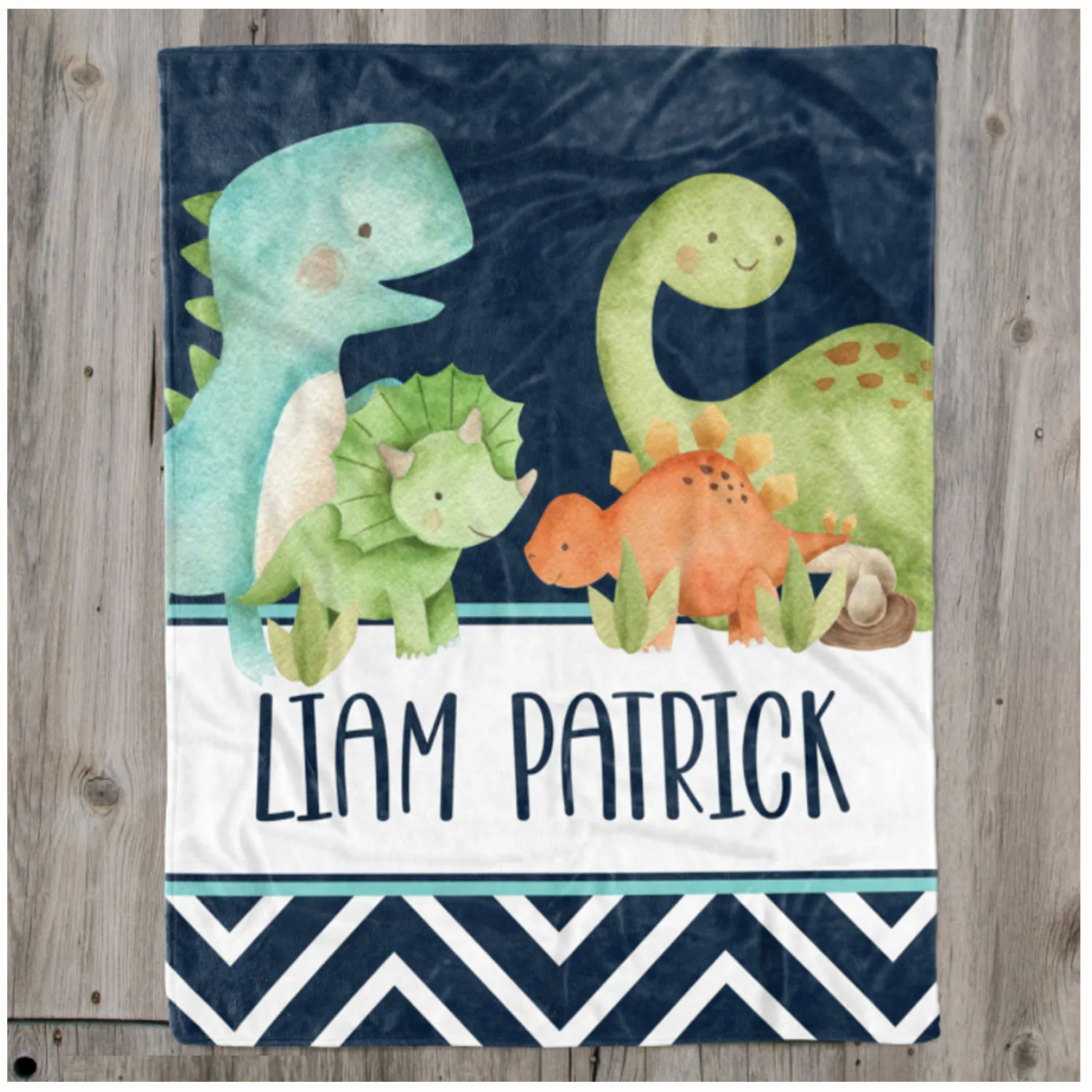 LVYZIHO Baby Boy Dinosaur Blanket, Watercolor Dinosaurs Baby Custom Name Blanket- 30x40 / 48x60 / 60x80 Inches - Minky Blanket