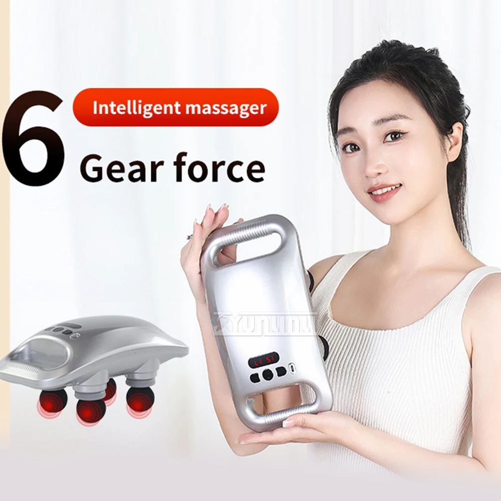 

4 Massage Heads Display Deep Tissue Percussion Electric Fascia Gun Booster Muscle Vibrator MassageGun for Back Massager