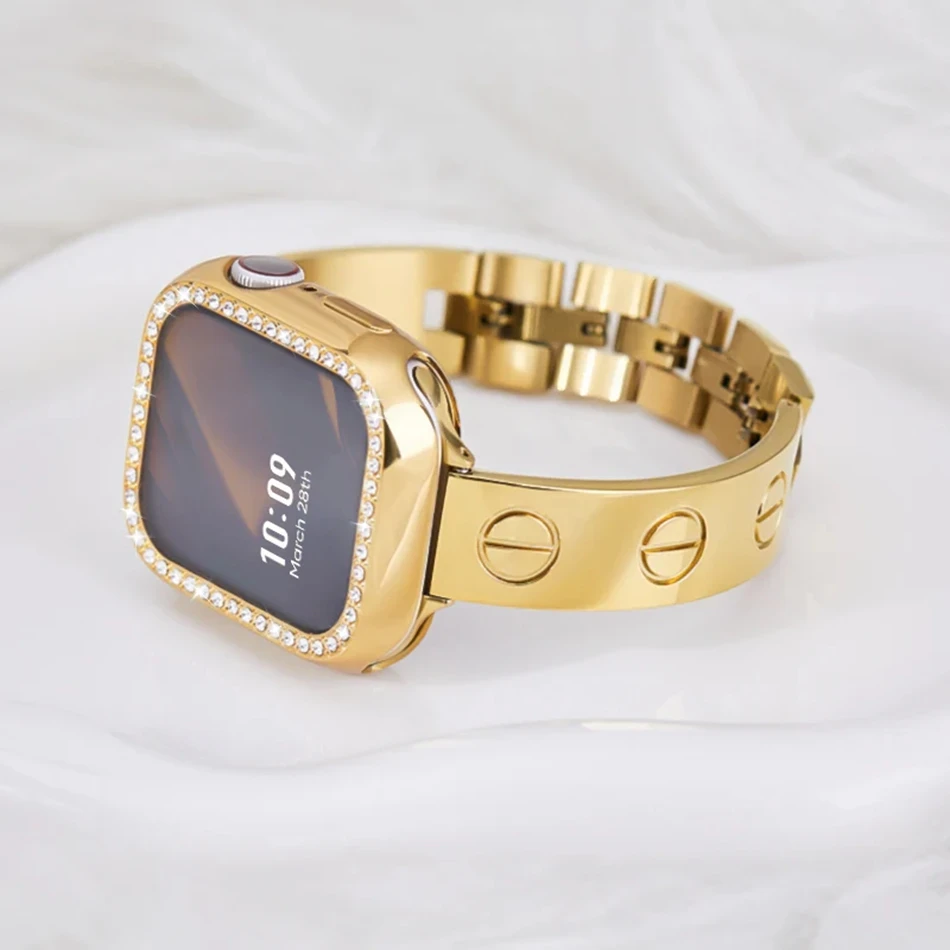 Роскошный высококачественный ювелирный ремешок для Iphone Apple Watch 10 9 8 7 6 SE 5 Ultra 2, ремешок IWatch 38/40/41/42/44/45/46/49 мм, браслет в подарок