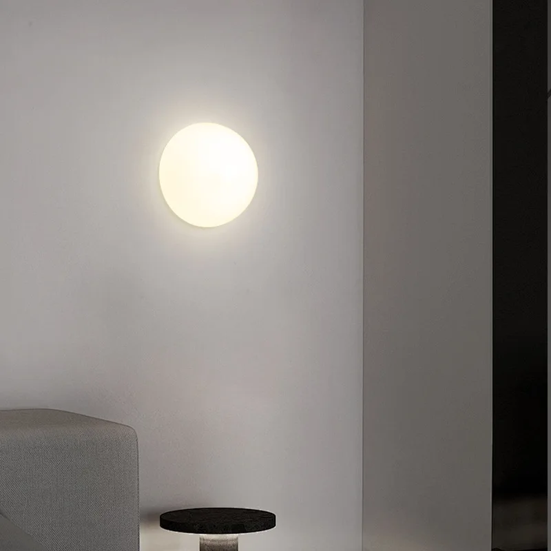 

Minimalism Milk White Glass LED Wall Lights Nordic Modern Entrance Lighting Restaurant Homestay Corridor Wall Lamp Atmosphere