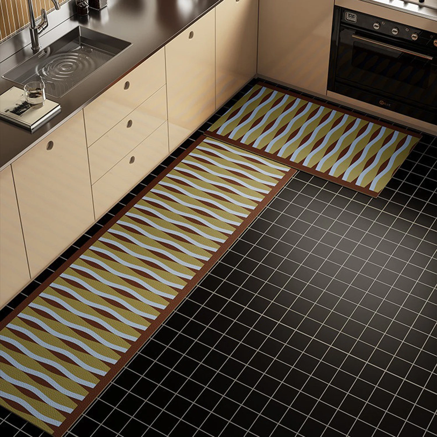 Long Strip Kitchen Carpet Oil-proof Waterproof Anti-fouling Dirty Resistant Kitchen Mat PVC Leather Washable Kitchen Rug Tapijt