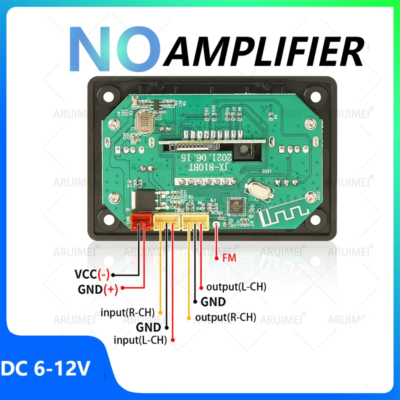 Without an amplifier Bluetooth 5.3 Decoder Board DIY Microphone FM Radio TF USB Car Audio Music Player Speakers Volume Control