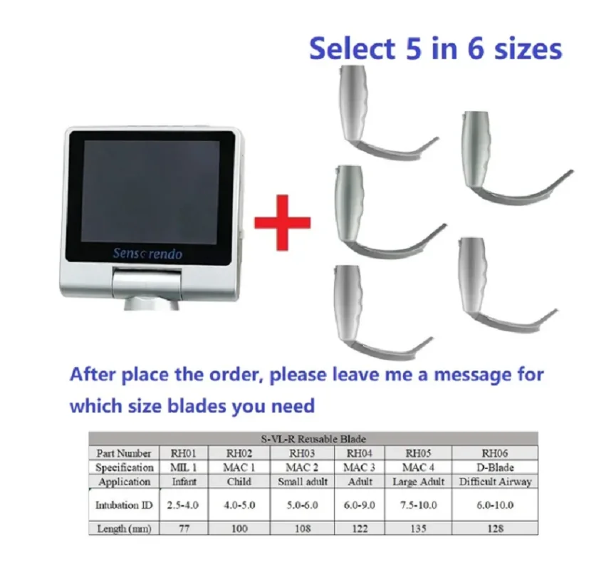 3.5 Inch High Resolution Touch Screen Anesthesia Digital Video Laryngoscope 6 Size Reusable Sterilizable Blades Suitcase Include