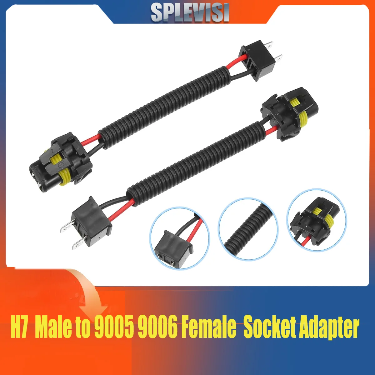 

H7 477 499 Male to 9005 9006 HB3 HB4 Female Extension Wire Harness Headlight Fog Lamp Bulb Socket Adapter Pigtail,