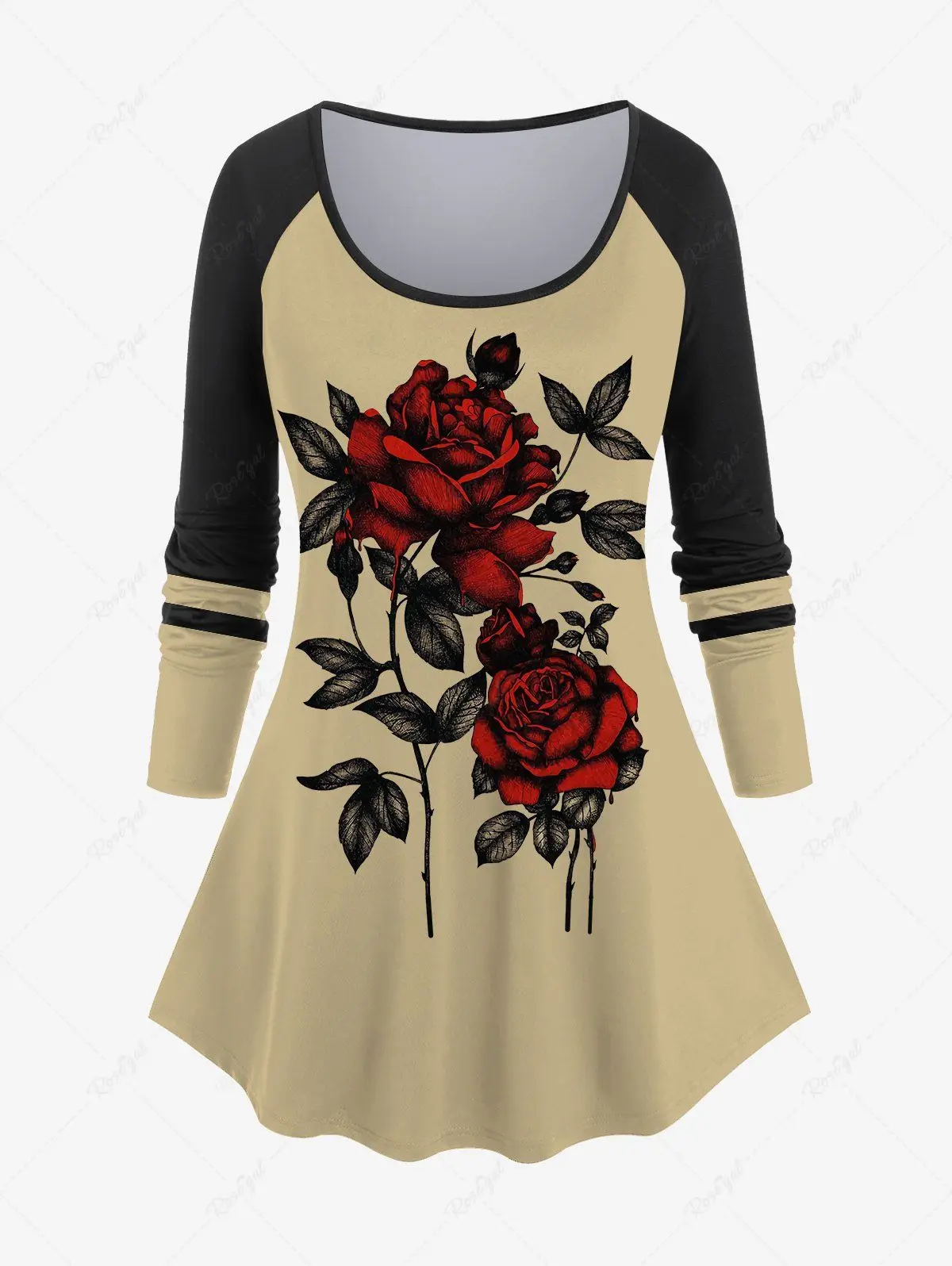 Plus Size Women's Daily Casual Matching Set Rose Flowers Leaf Colorblock 3D Print Raglan Sleeve T-Shirt or Tight Leggings