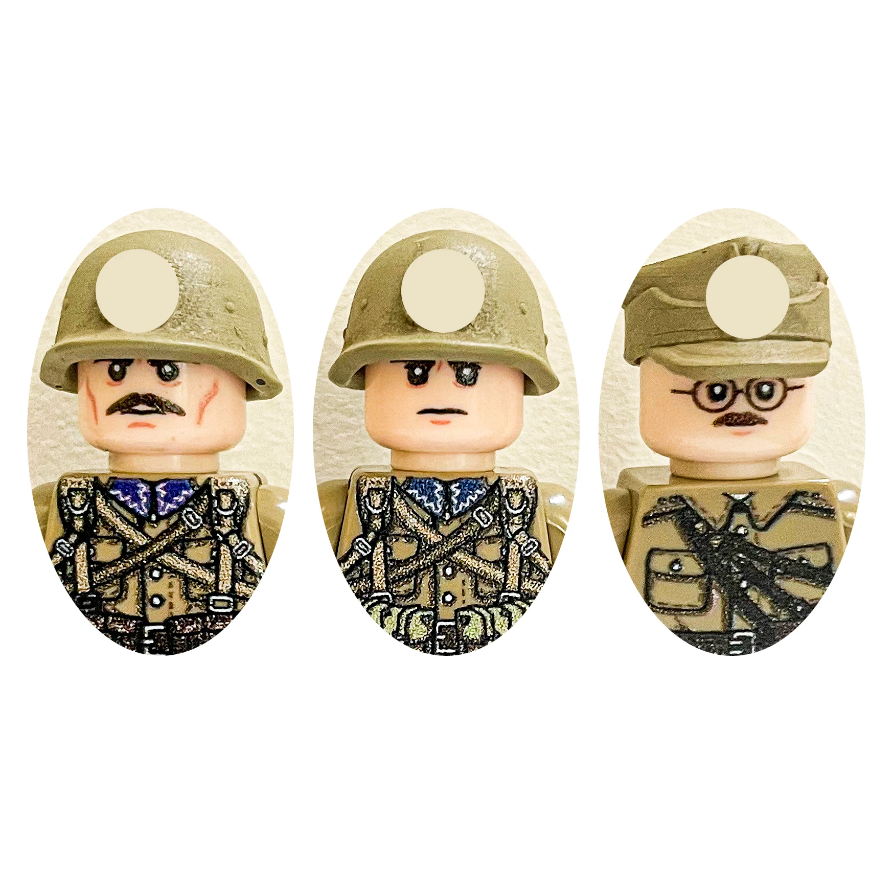 WWII Polish Army Building Block MiniFigure Soldier with Machine Gun Captain Rifle UV Printed Toy for Boys