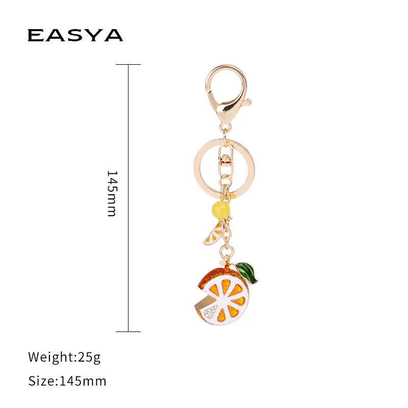 EASYA تقليد الفاكهة حلية سلسلة مفاتيح سحرية الليمون البرسيمون الفراولة الزجاج المرأة خمر المجوهرات الفاخرة بريلوكي