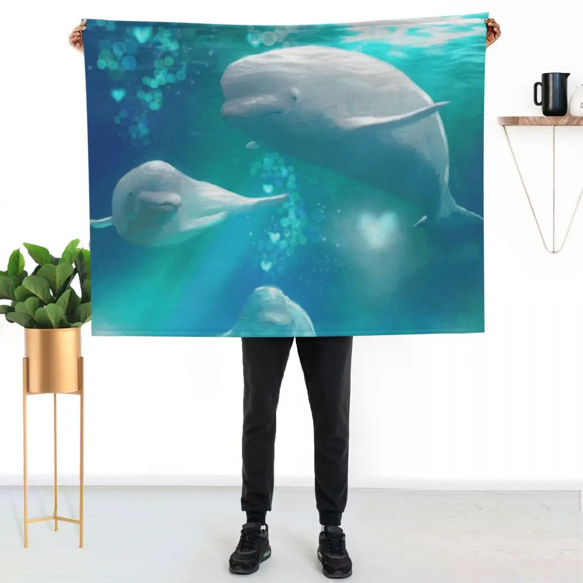 Blue Beluga Family Throw Blanket Luxury St Camping Stuffeds Tourist Soft Beds Decoratives Blankets