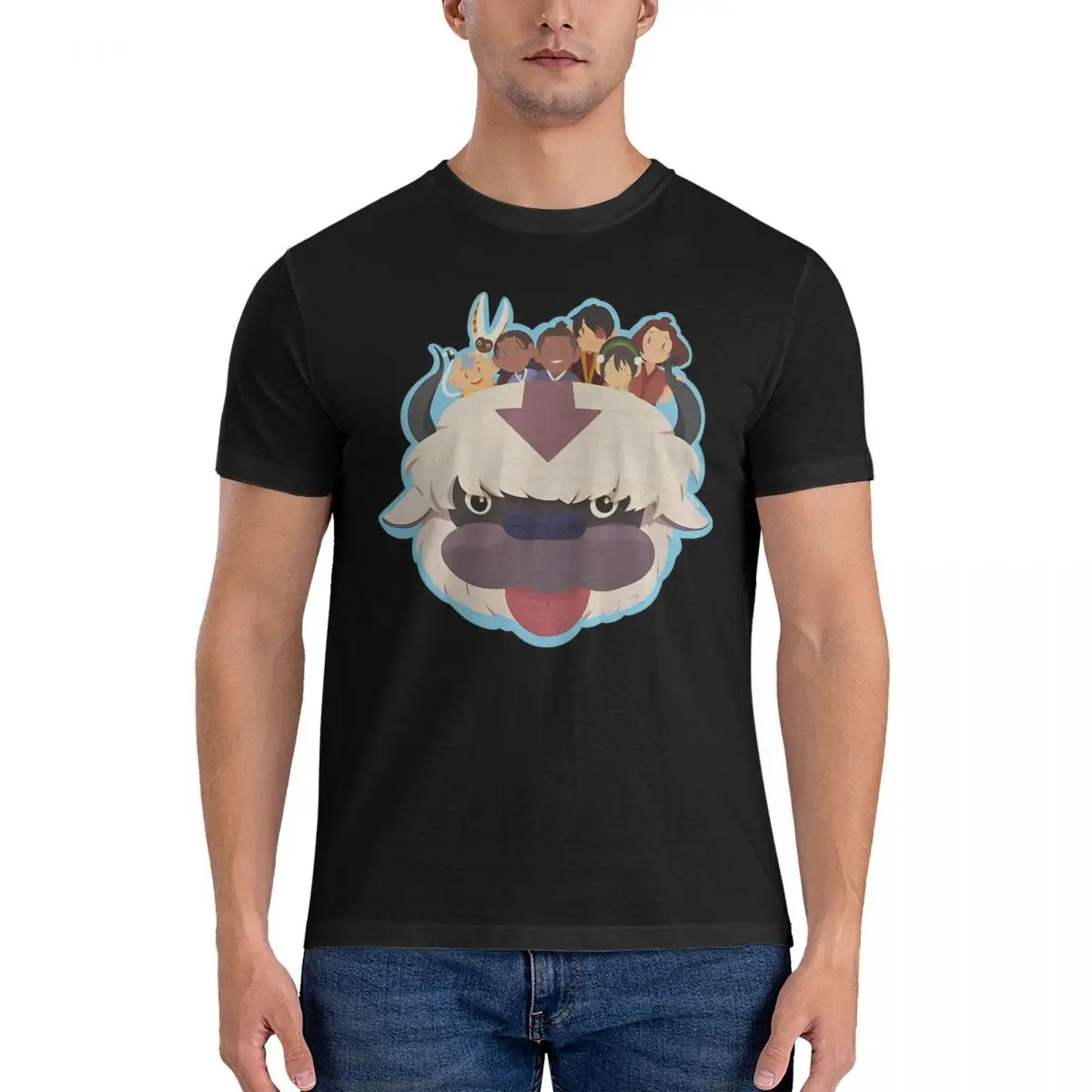 Priting Team Avatar - Appa Blep - Avatar The Last Airbender T-Shirt Men's Crewneck Short Sleeve Tops 100%Cotton Tops