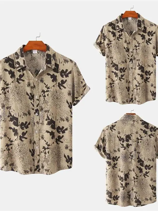 

Лето 2022, мужские большие размеры с цветочным принтом ort Sve, повседневные американские Sle irt, модные свободные кроя, молодежные мужские Irts