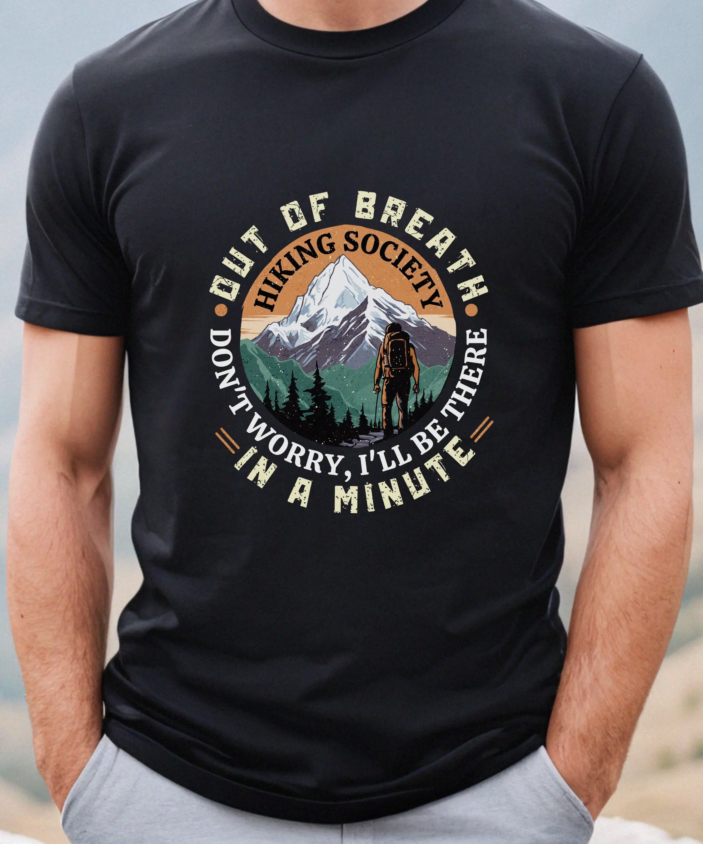 Outdoor Sports, Casual Fashionable Funny Hiking Association T-shirt, Fun Exploration, Suitable for Both Men and Women