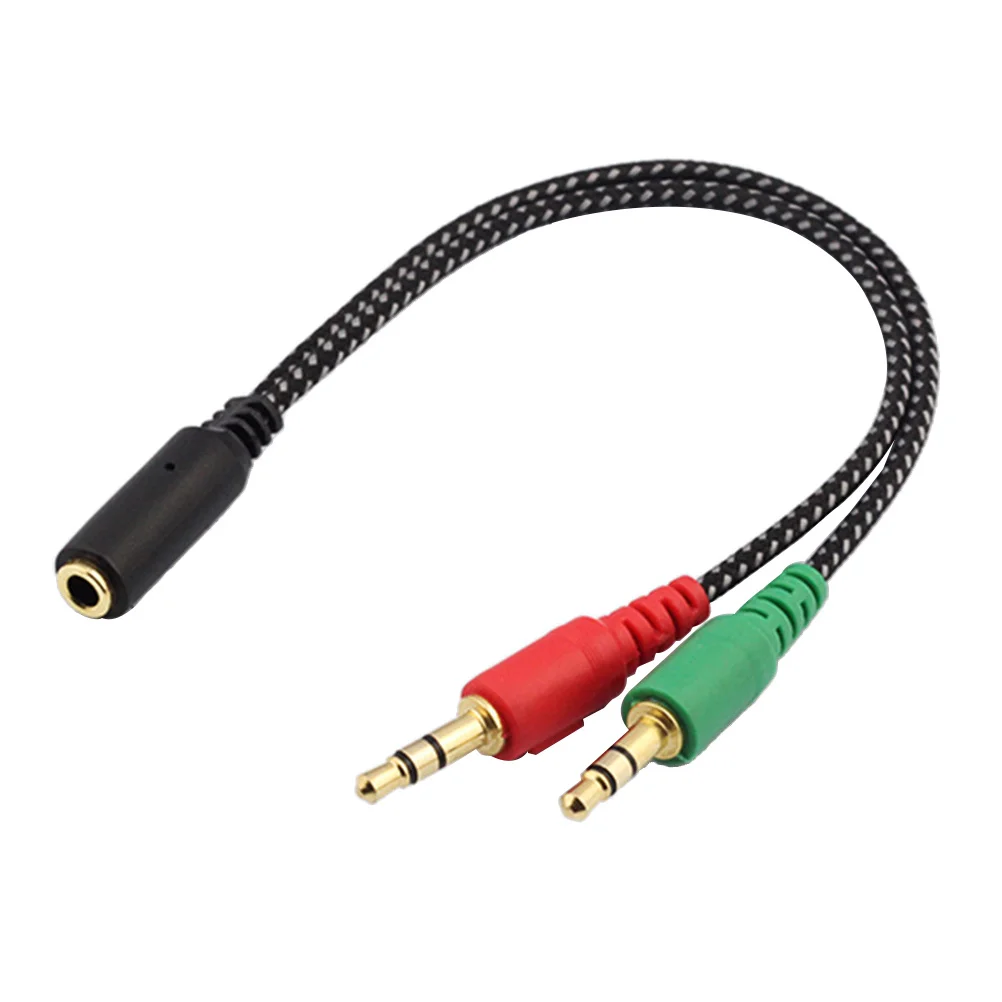 

Headset Splitter Cable For Pc Laptop Mobile Phone Audio With Dual Male Plugs Green Red Headset Pc Audio Adapter Earphones