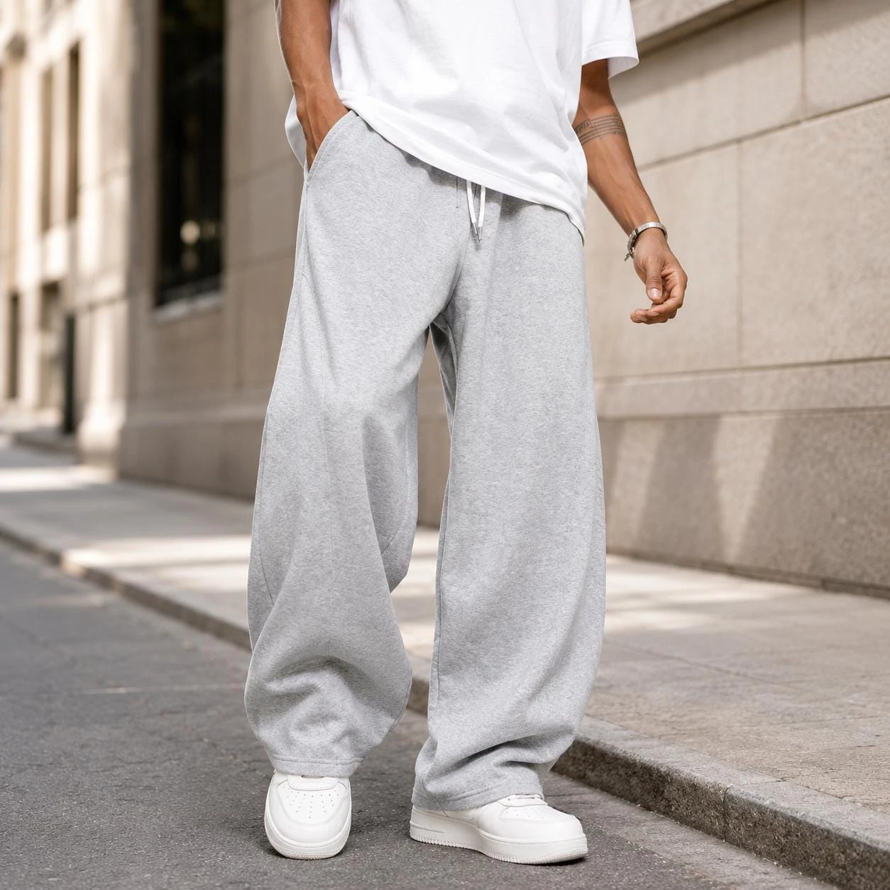Wide Leg Sweatpants: Baggy Fit Design, Casual Streetwear Style, Men's Joggers Trousers
