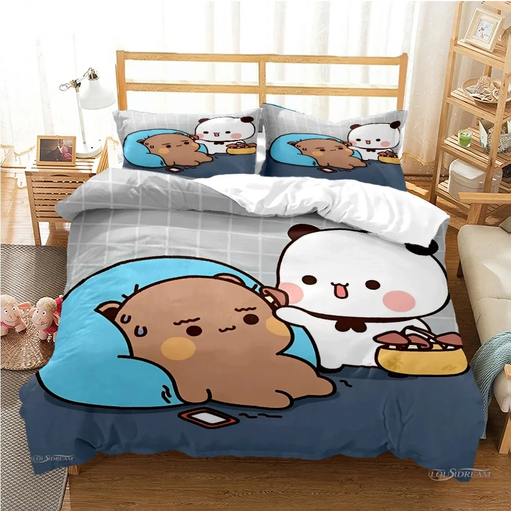 Cute Bubu Dudu Cartoon Bear Panda Duvet Cover kawaii Bedding sets Soft Quilt Cover and Pillowcases SingleDoubleQueenKing Kids