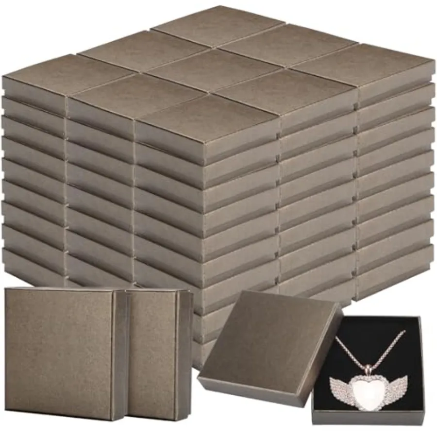 

100 Pcs Christmas Jewelry Gift Boxes Bulk Kraft Jewelry Cardboard Boxes for Necklace Earring Bracelet Storage Package