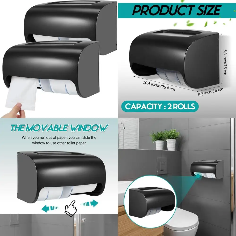 

Commercial Toilet Paper Dispenser, Compact 2-Roll Side-by-Side Coreless Locking Holder, Wall Mount Storage Solution for Public R