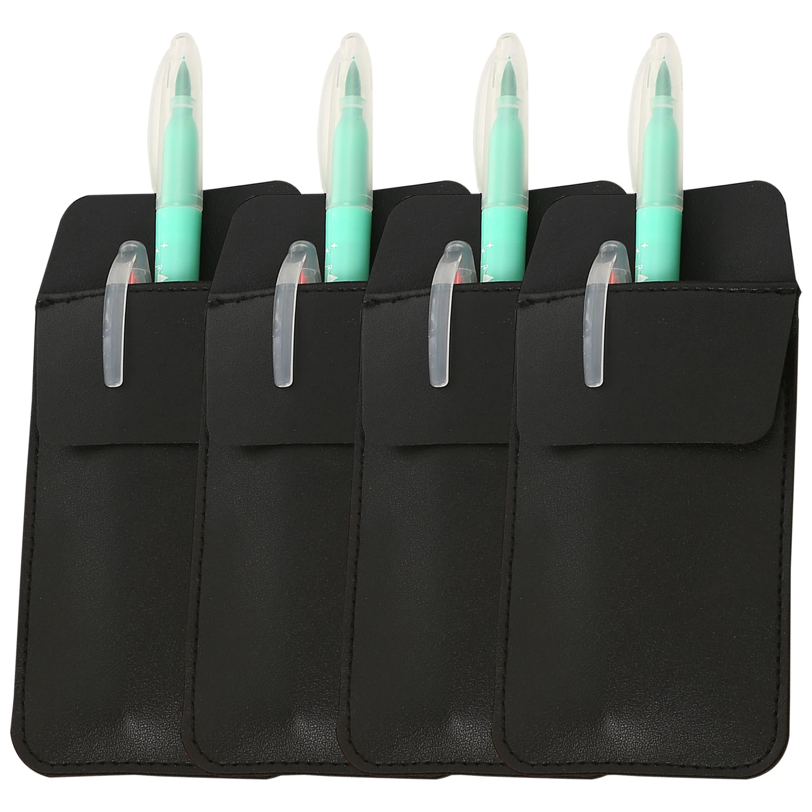 ปากกาดินสอป้องกันกระเป๋าหนัง PU อเนกประสงค์4ชิ้นแขนใช้งานสะดวกทนทานสำหรับเสื้อผู้ชายทนทานกันรั่ว