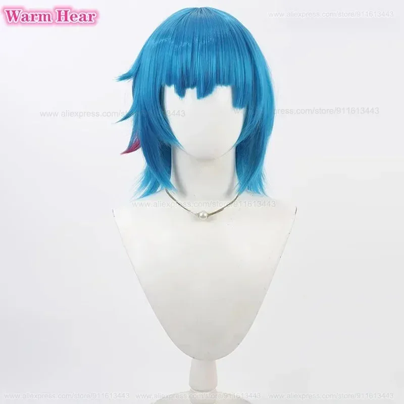 Новый! Jinx Синтетические волосы Game LOL Унисекс Короткая кожа головы Синий Косплей Аниме Парик Термостойкие волосы Парики для Хэллоуина + Кепка для парика