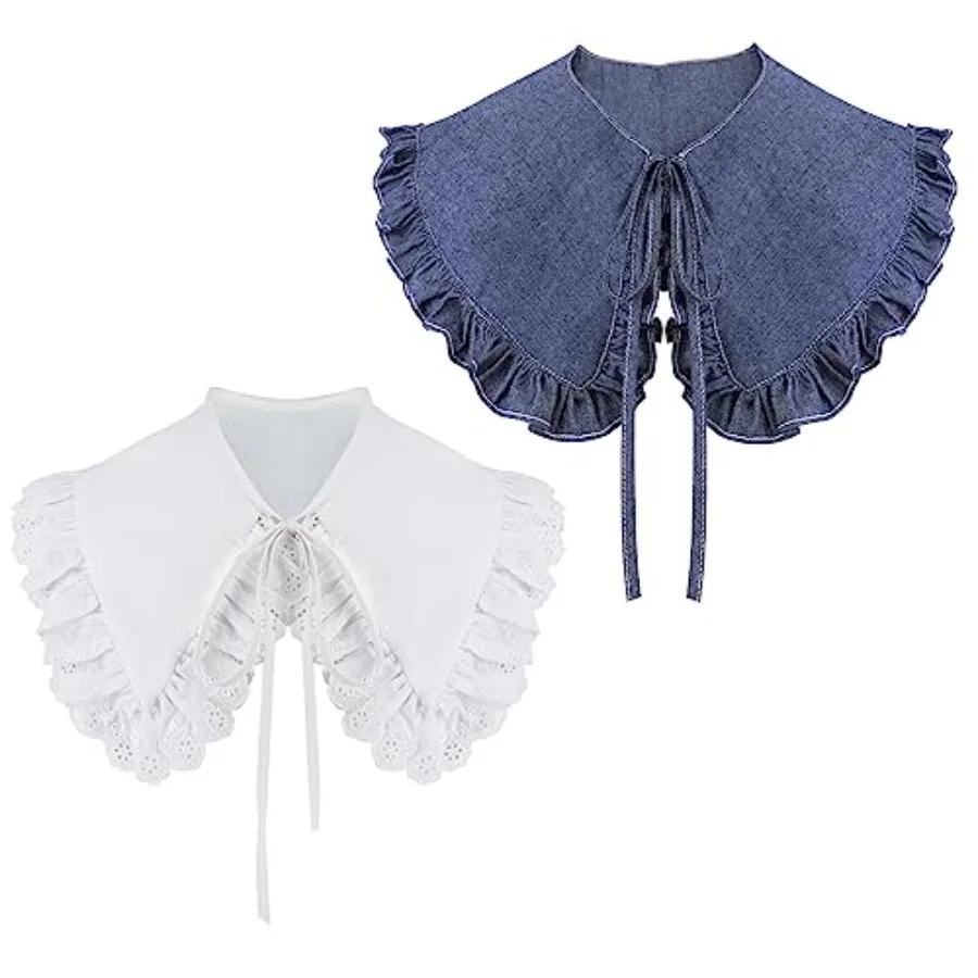 

XEPST 2 Pieces Womens Fake Collar Detachable, Half Shirts Blouse Collar Removable Collar Blouse Top False Shirt Collar Dickey C