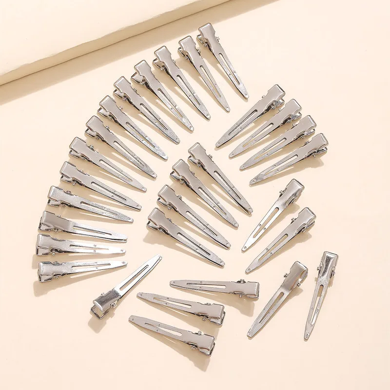 30pcs Women's Metallic Silver Fashion Hair Clip For Daily Wear Street Fixed Hair Pin Professional Ladies Salon Curl Hairclip