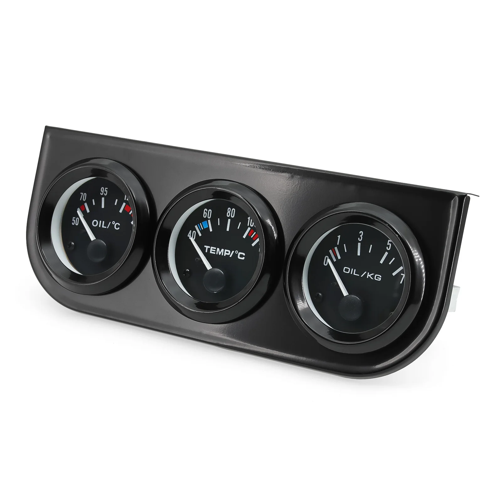 3-in-1 Messgerät-Set 52mm Öltemperatur Öldruck Voltmeter Set Universal 12V Auto Schwarz&Chrom Blende mit Wasser- und Öltemperatursensor – Detail 5