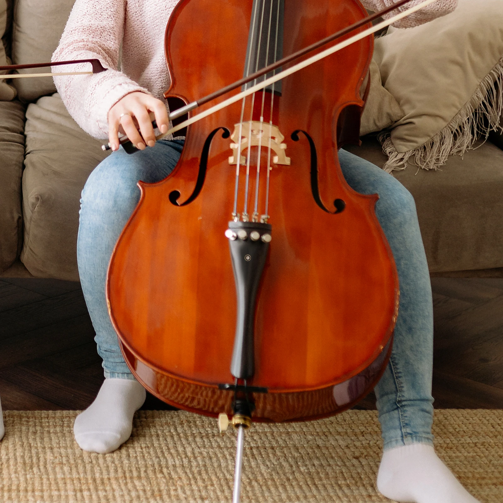 

Wooden String Board Ebony Fine Tuners Durable Cello Tailpiece Convenient Installation Cello Parts Pull Strings Board