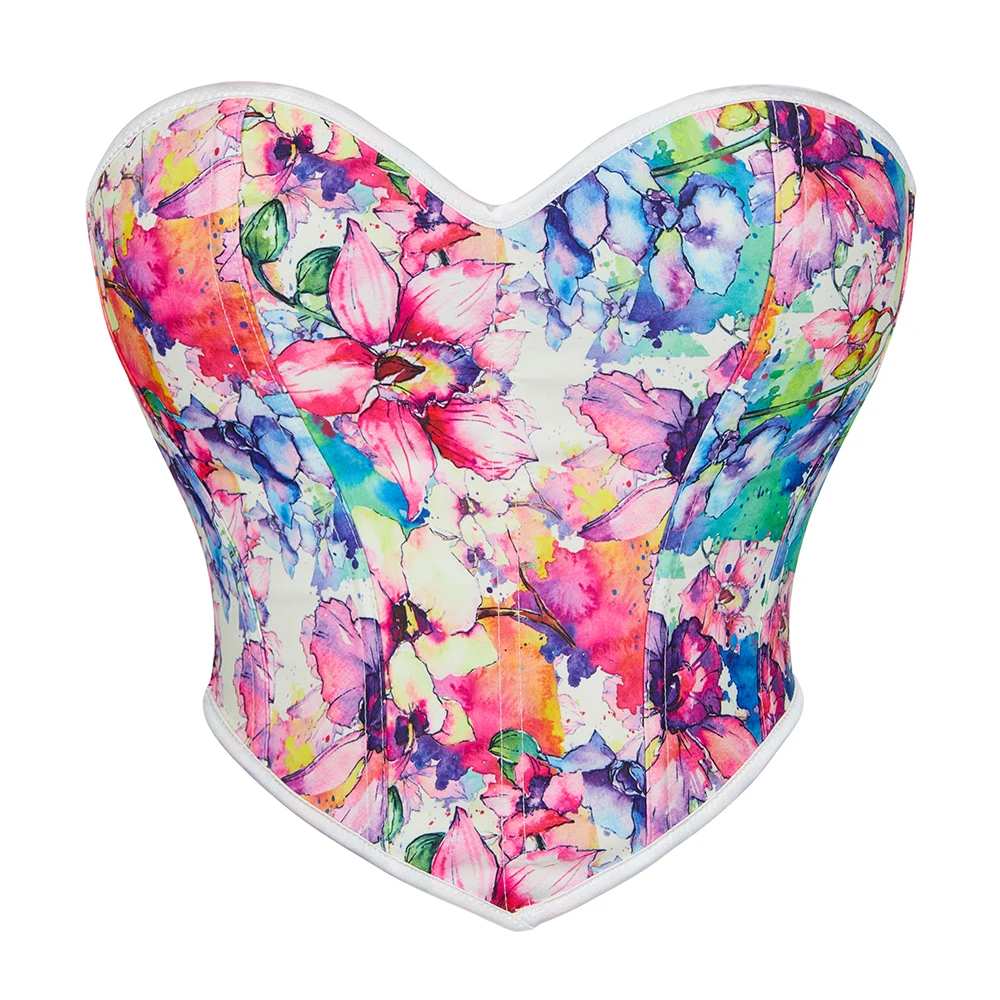 

Women’s Sexy Sweetheart Crop Tube Top Strapless Floral Bustier Cami Short Torso Overbust Corset