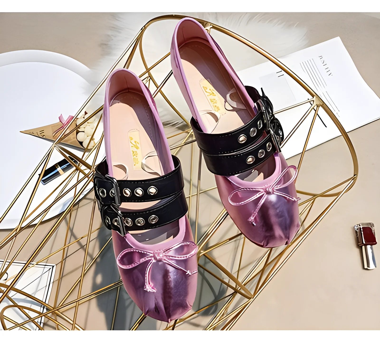 2024 New Satin Mary Jane Lace Up Soft Ballet Flats Women Size 34 Shoes Ballerina Suede Ladies Round Toe Fashion Chinese Designer