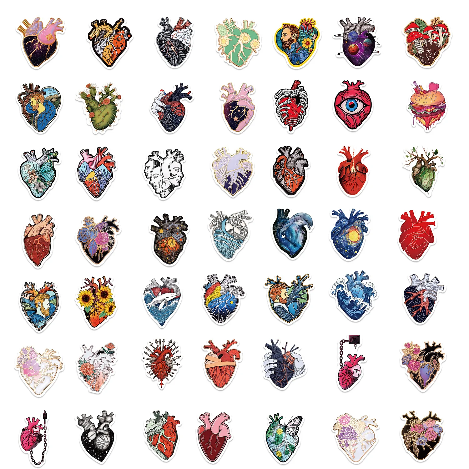 10/30/52Pcs Cartoon Art Heart  graffiti sticker For Suitcase Skateboard Laptop Luggage Phone Styling DIY Decal Pegatina