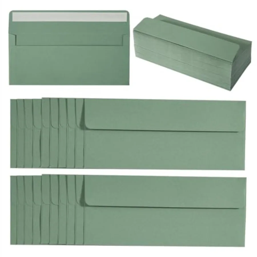 

Pack Sage-Green #10 Business Envelopes Self Seal Standard Envelopes for Office Checks, Business, Letter Mailing Invoices, 4.13