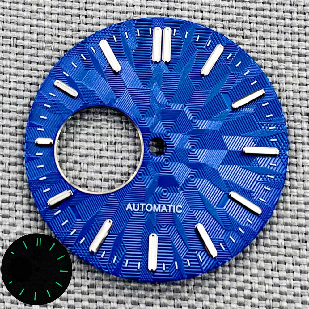 31mm New NH38 Watch Dial Transparent Skeletonized Watch Face Modified Diving Watch Face Green Luminous Scale Dial