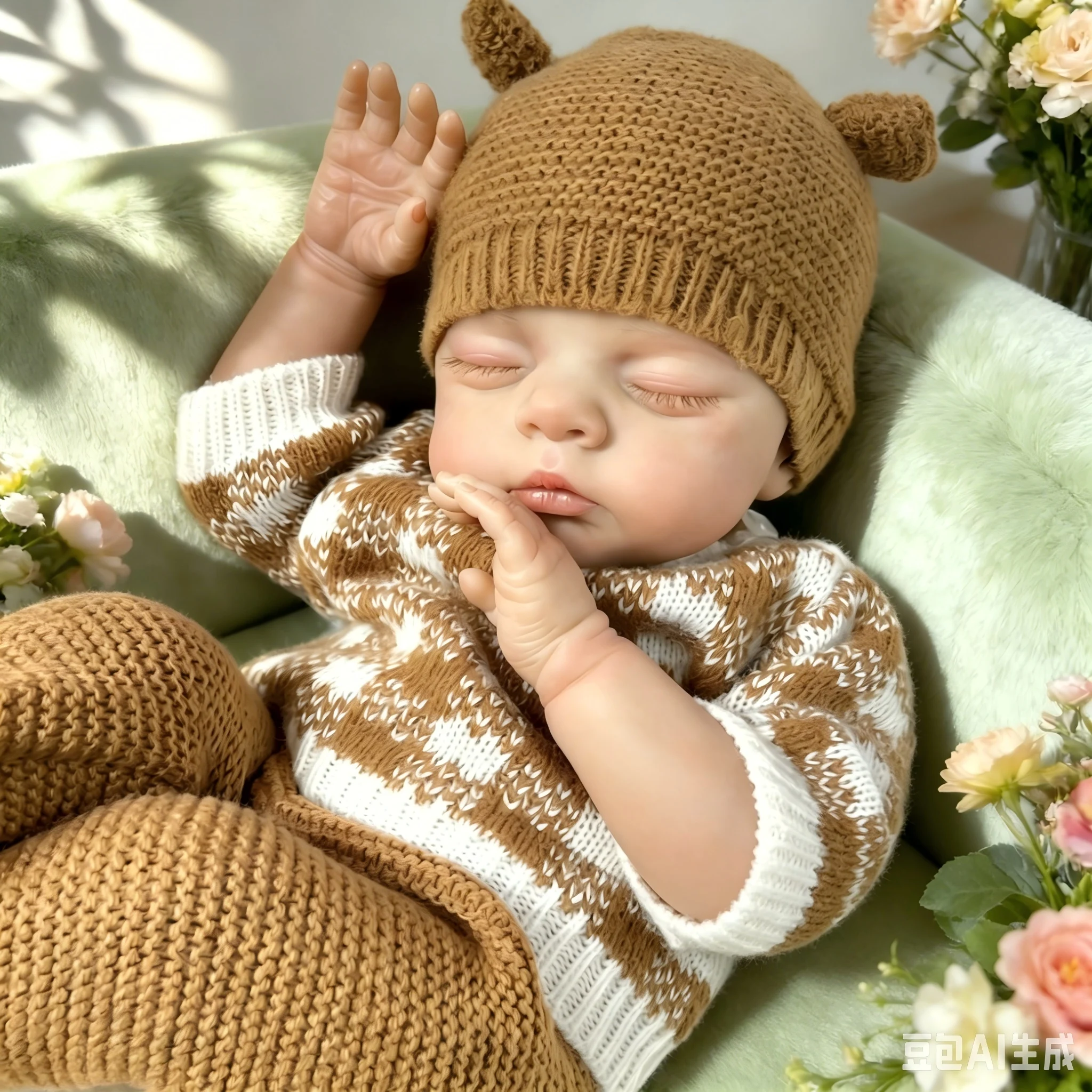 

AONPENG 48CM Full Vinyl Body Asleep Reborn Baby Doll, Collectible Art Doll with Clothing Set, Play House Bedtime Toy for Kids