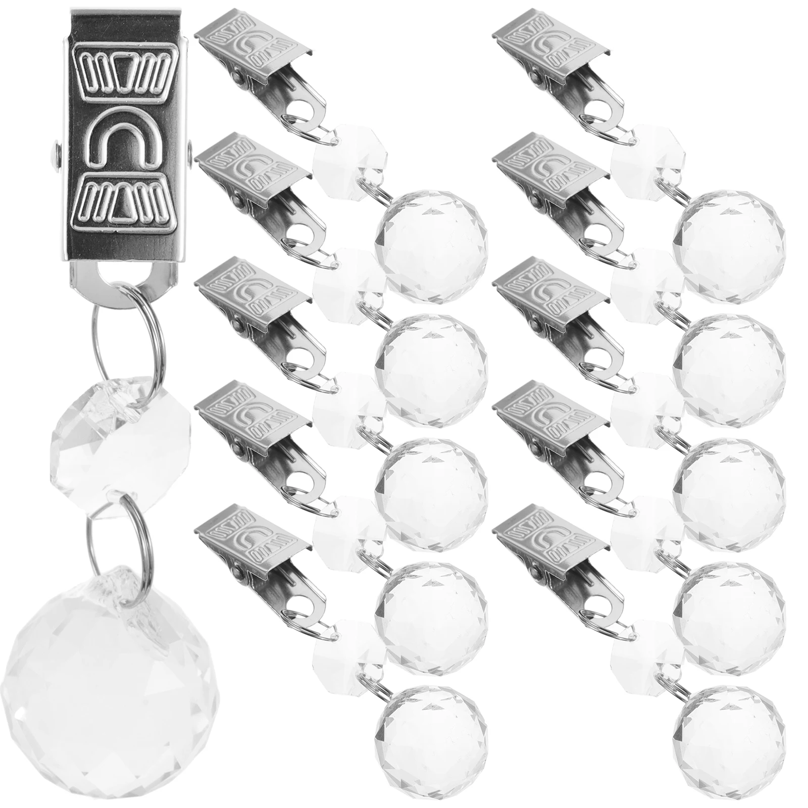 

12pcs Crystal Teardrop Tablecloth Weights Metal Clips Heavy Duty Outdoor Windy Days Picnic Tables Garden Parties Banners