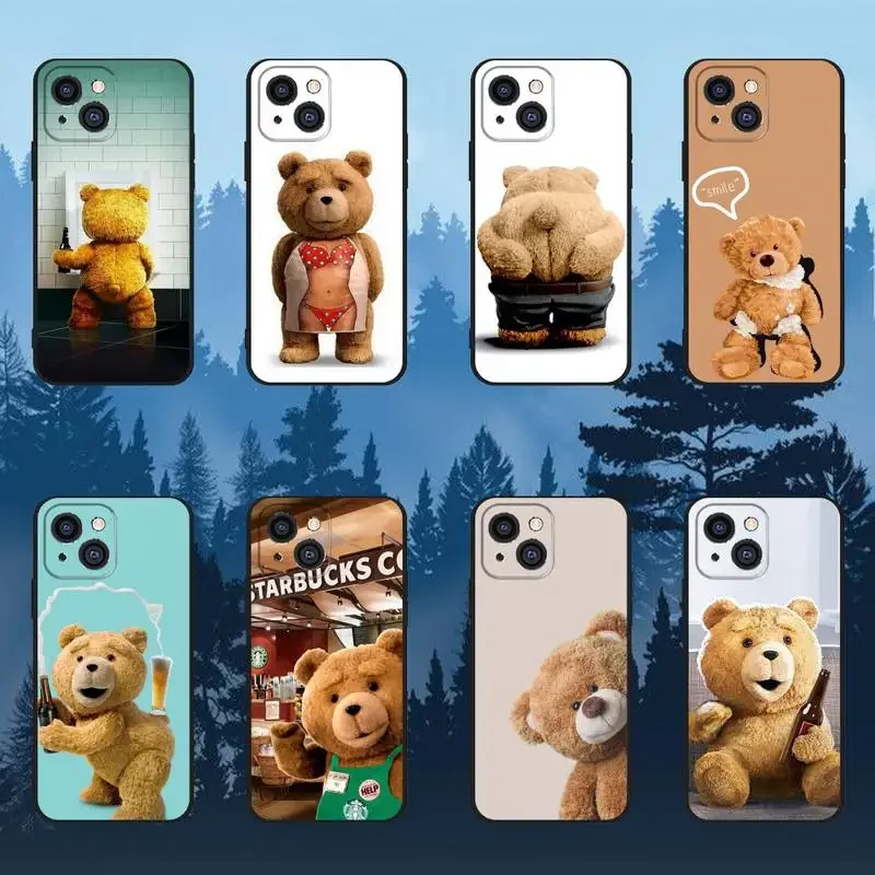 Teddy Bear Movie Ted Phone Case For iPhone 11 12 Mini 13 14 15 PRO XS MAX X XR 6 7 8 Plus Black Shell