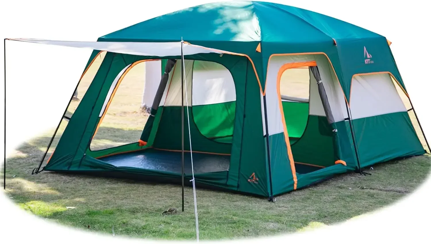 

Семейная палатка-кабина Extra Large Tent на 6-10-12-14 человек (B), 2 комнаты, 3 двери и 3 окна с москитной сеткой, прямые стены, водонепроницаемая, двойная.